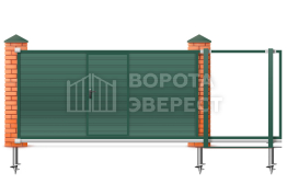 Откатные ворота 12 метров 12000×2300 с калиткой ВЭ-5961